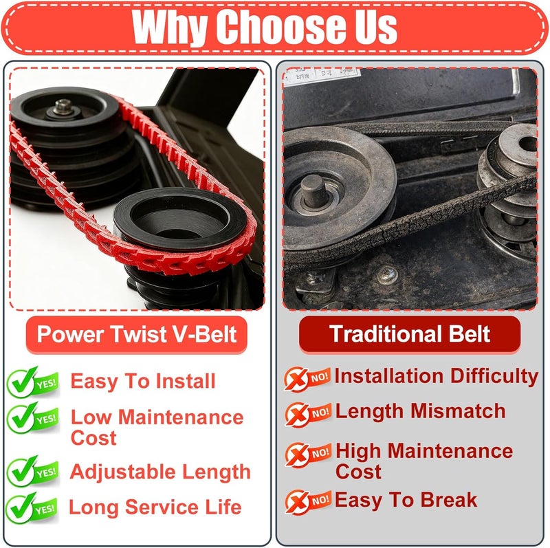 Foifatt 10FT Adjustable V Belt 5 / 8", Type B 10 Feet Power Twist V - Belt, Link Belt 5 / 8 Inch for Latches and Woodworking Tool ( Red ) - Image 3